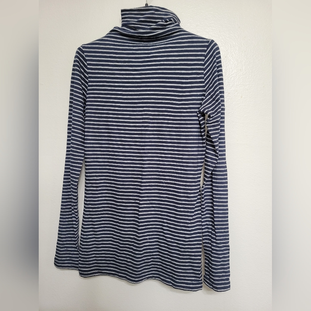 Vince Navy and White Striped Turtleneck Top